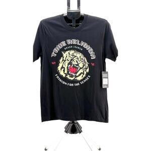 True Religion Tiger Face Short Sleeve Tee "Jet Black"